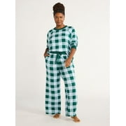 Joyspun Women’s Hacci Knit Buffalo Plaid Sleep Top with Long Sleeves, Sizes XS-3X